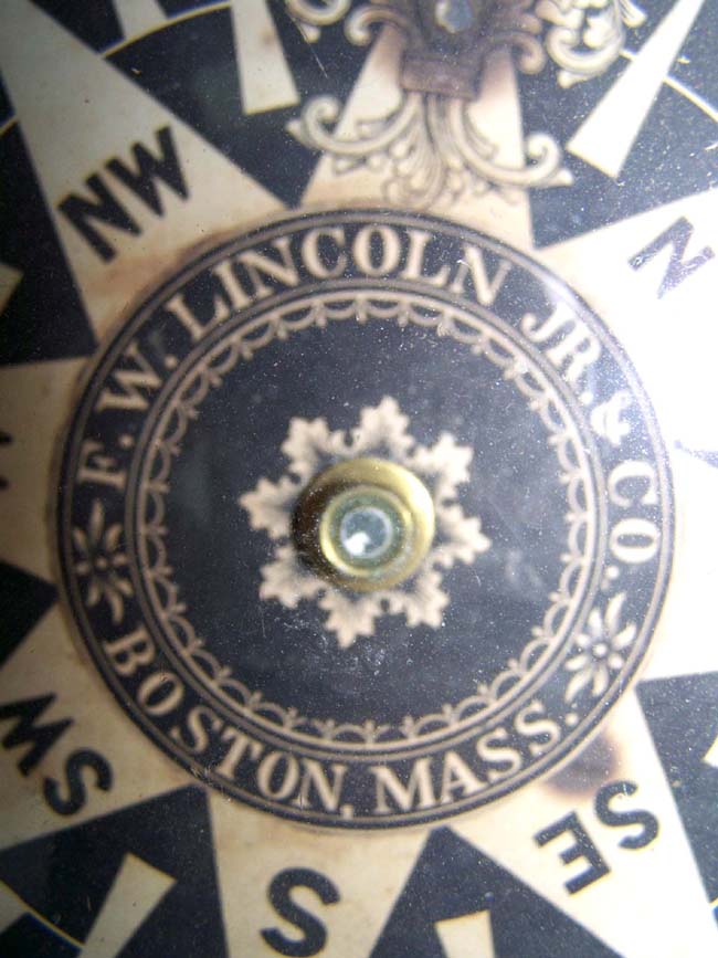 A fine and Rare 19th century Boxed Ships' Compass by Fredrick W. Lincoln, Jr., Boston, circa 1860 — image 2